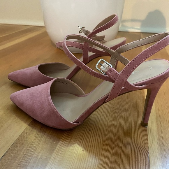 New Look Pink Suede High Heels Sz 8 - Picture 1 of 4
